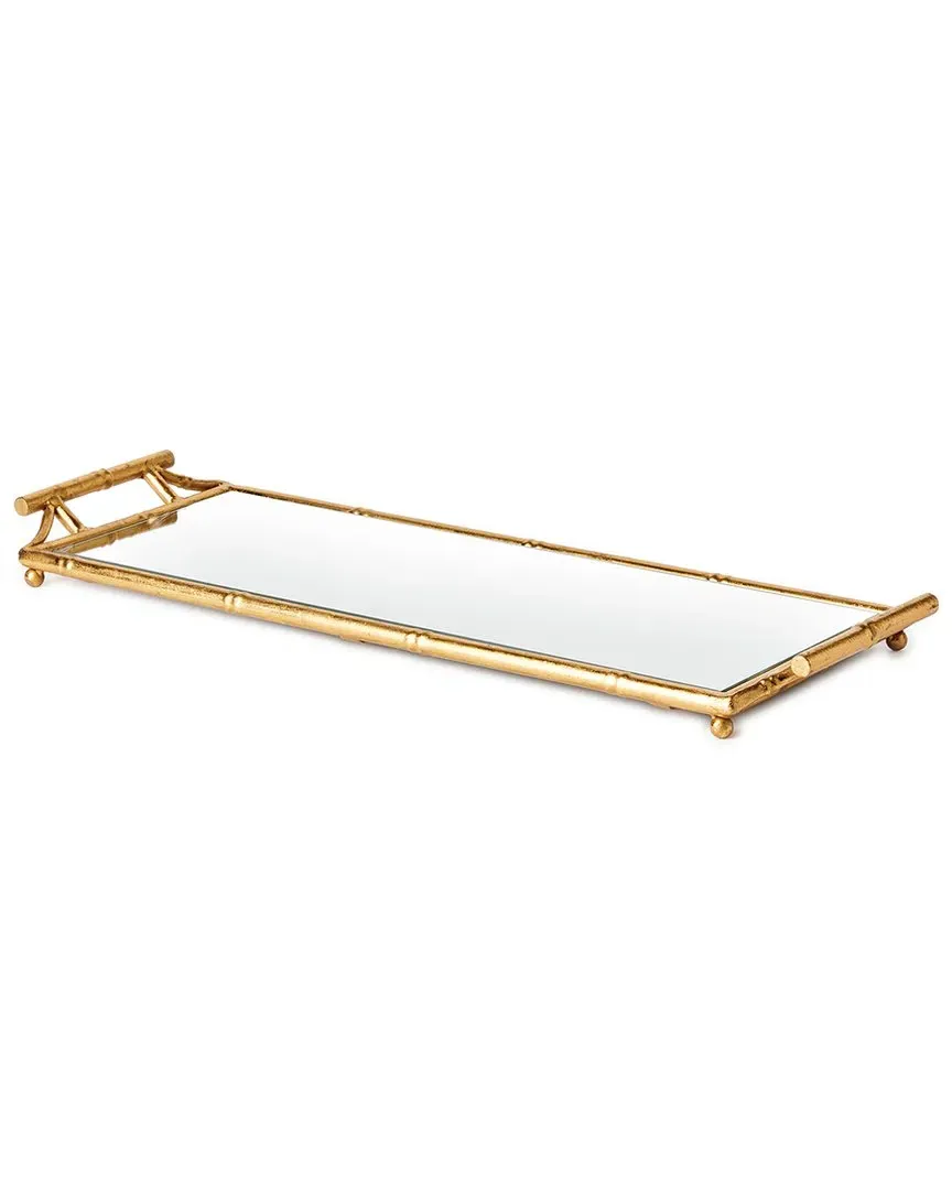Daphne Narrow Mirrored Tray with Handles - Gold