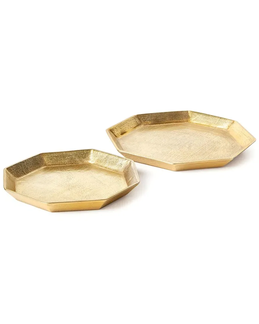 Dezi Octagonal Serving Trays Set of 2 - Gold, Aluminum image