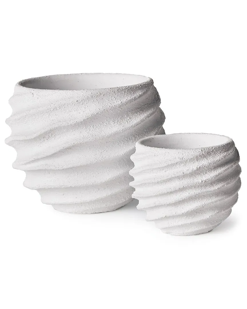 Echols Set of 2 Pots with Drainage - White, Concrete