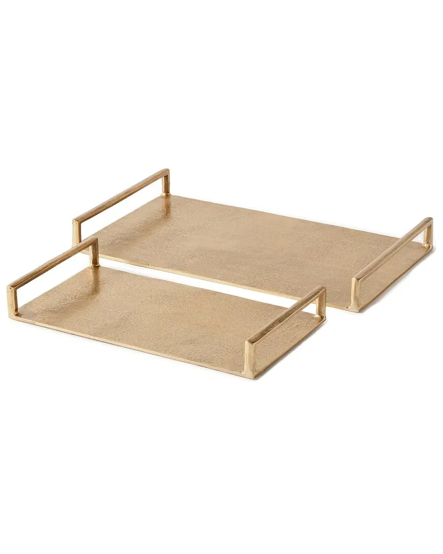 Elora Set of 2 Decorative Trays - Gold, Aluminum