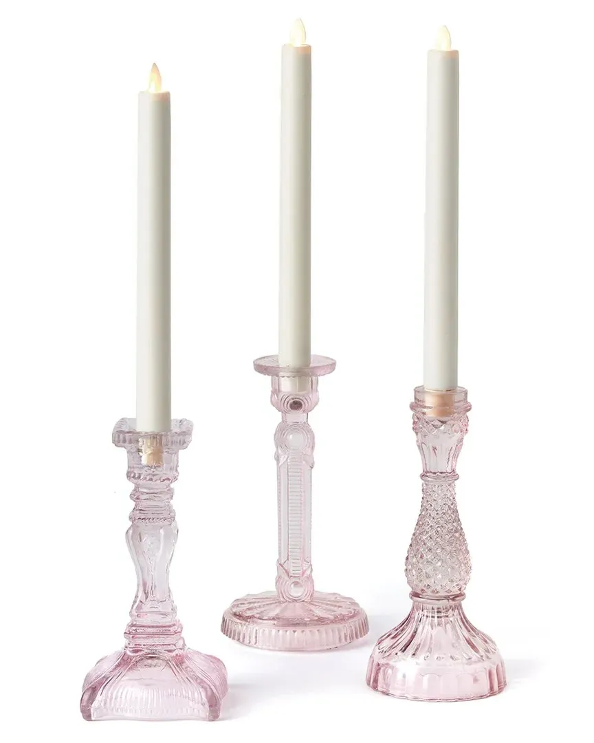 Estella Large Taper Holders Set - Pink, Glass image