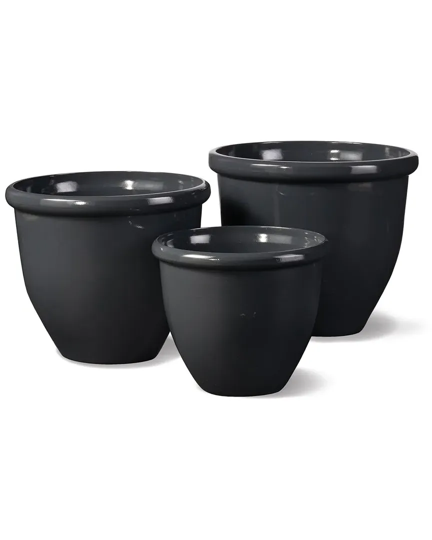 Glazelite Set of 3 Garden Pots - Charcoal Gray, Stone Mix image
