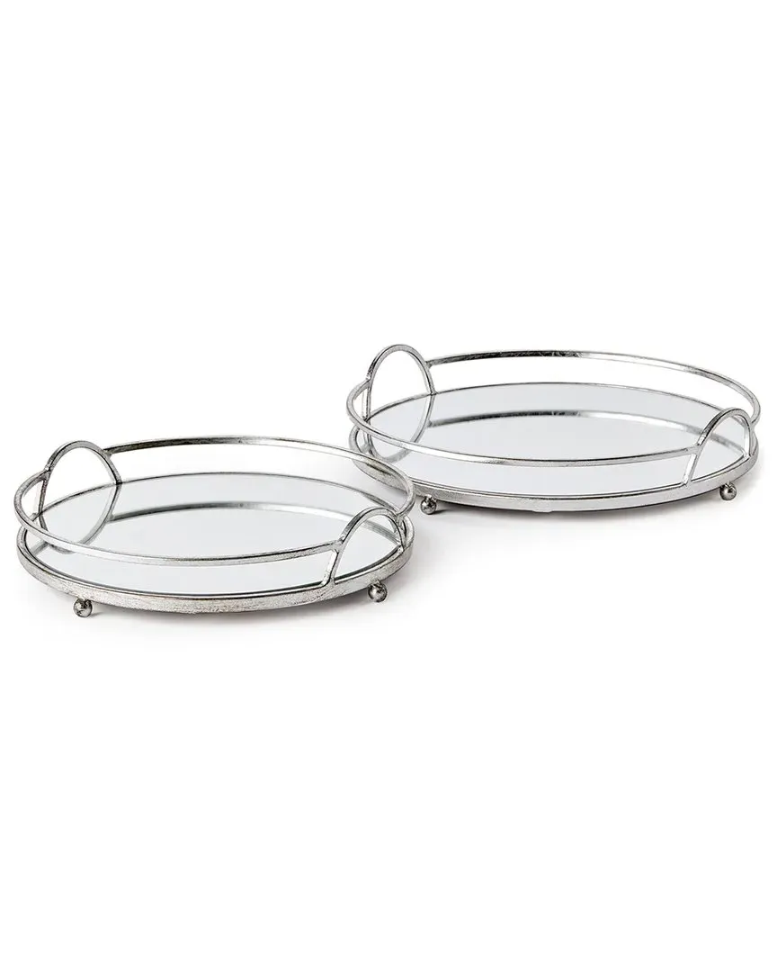 Hudson Set of 2 Mirrored Trays - Silver, Iron image