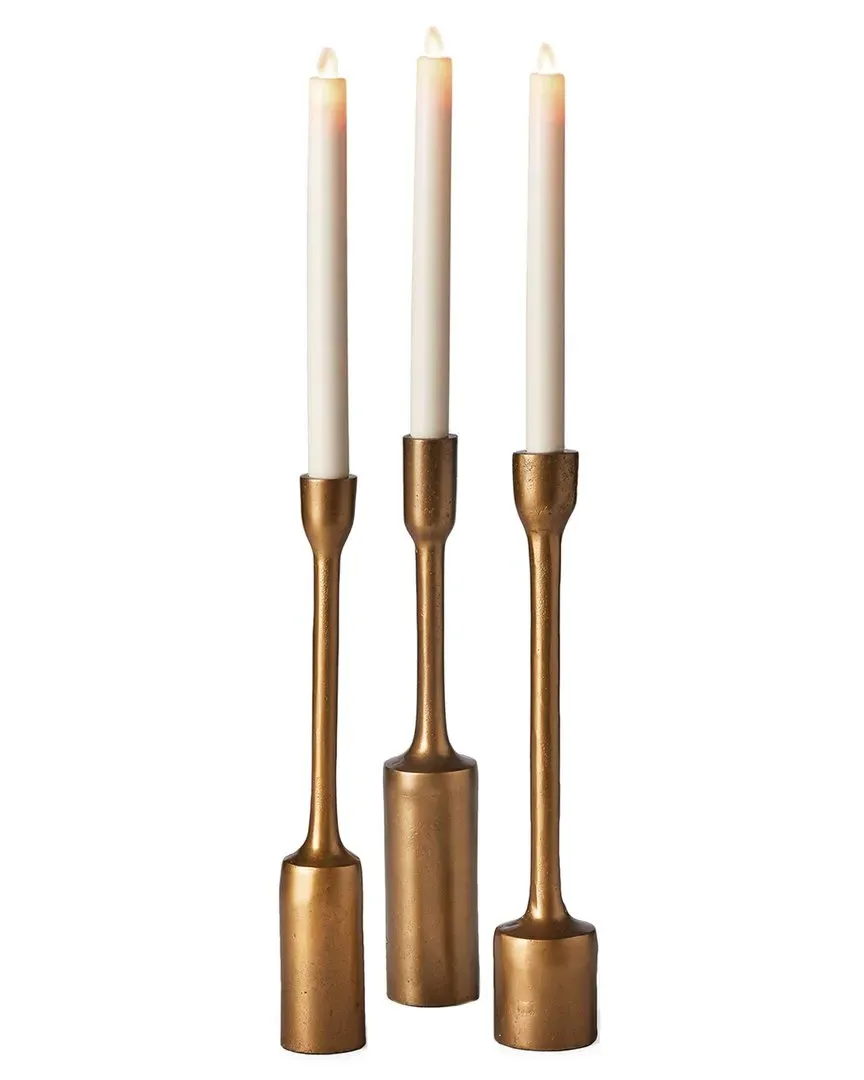 Inge Set of 3 Taper Candle Holders - Brass, Aluminum image