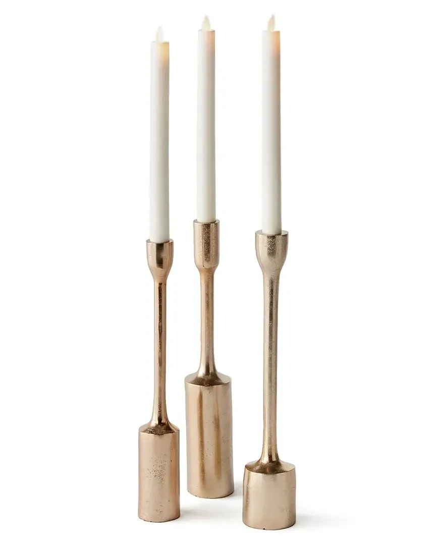 Inge Set of 3 Taper Candle Holders - Gold, Aluminum