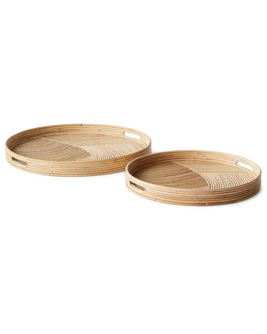 Jelani Set of 2 Round Trays - Natural, Cane
