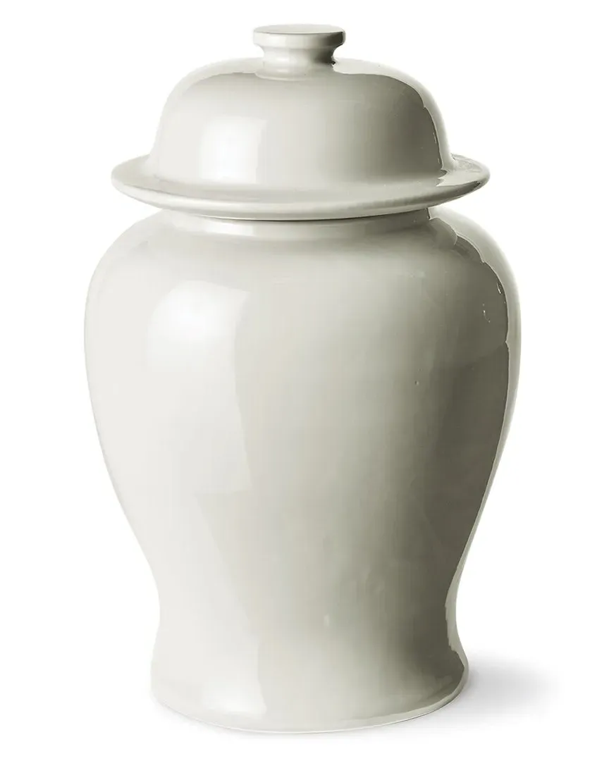 Koa Large Lidded Ginger Jar - White, Ceramic
