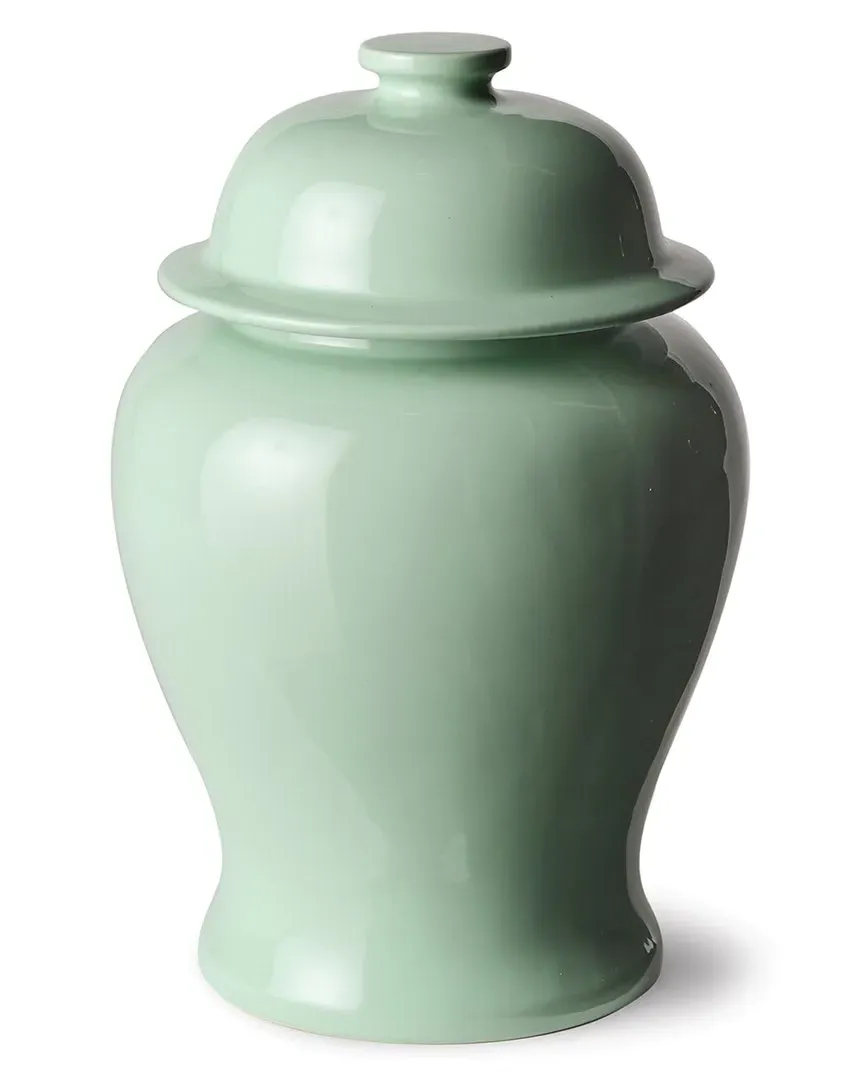Koa Wide Lidded Ginger Jar - Green, Ceramic image