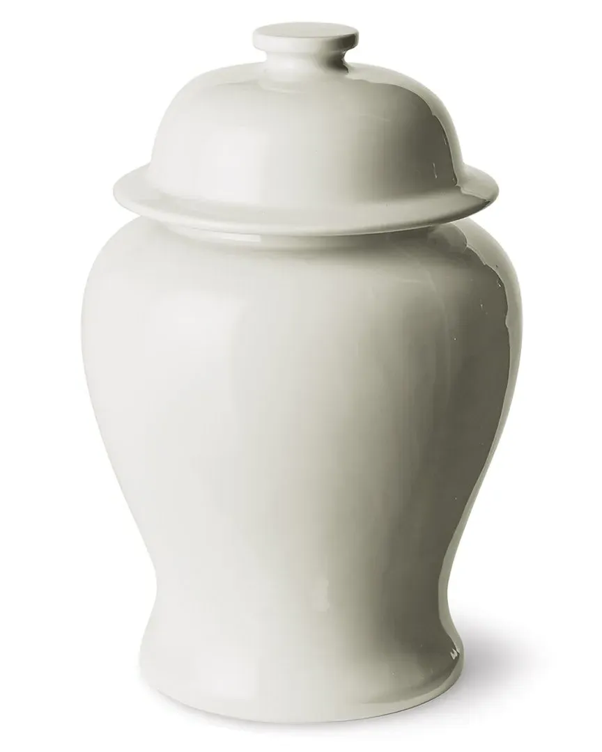 Koa Wide Lidded Ginger Jar - White, Ceramic