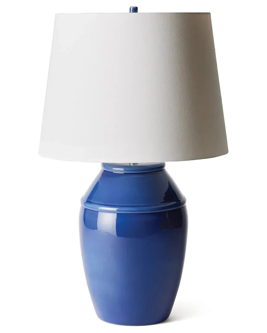 Lance Table Lamp with Linen Shade - Blue, Ceramic image
