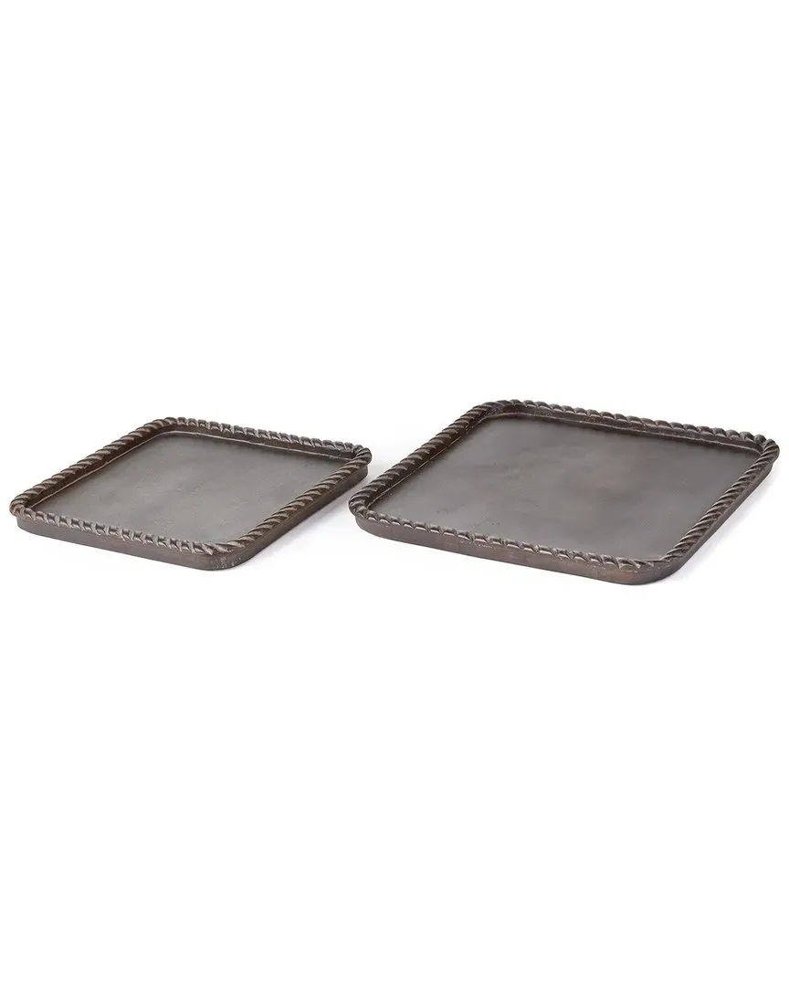 Langley Square Tray Set - Black, Mango Wood image