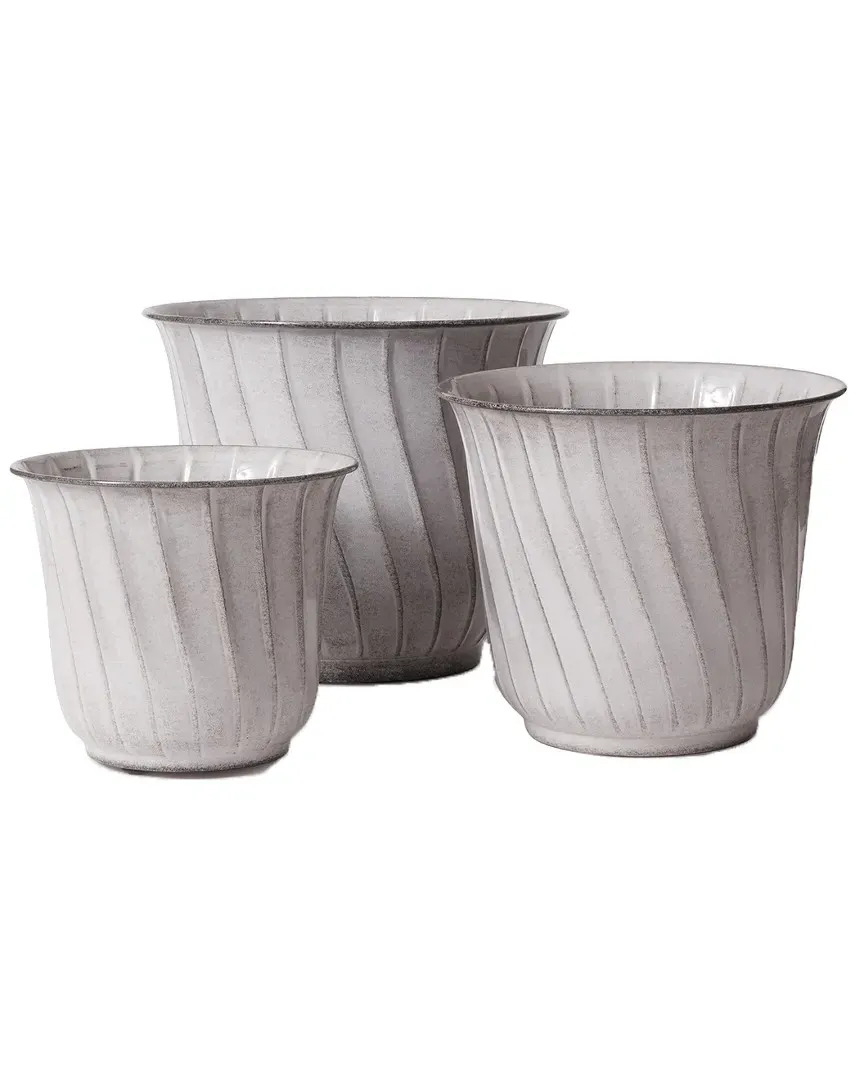 Leilani Set of 3 Plant Pots with Drain Holes - Dove, Iron image