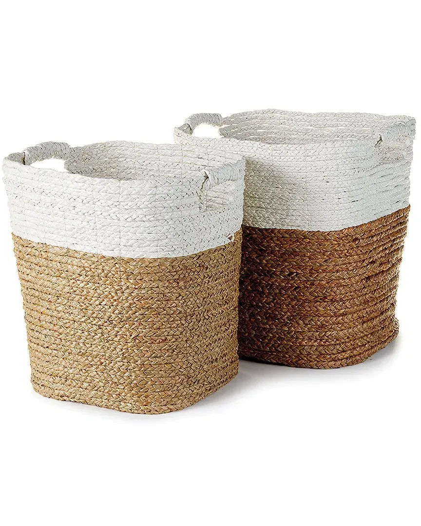 Madura Rectangular Basket Set - White, Mendong Grass image