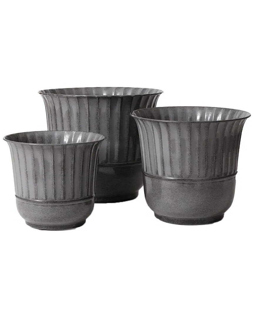 Makayla Set of 3 Garden Pots - Gray, Iron
