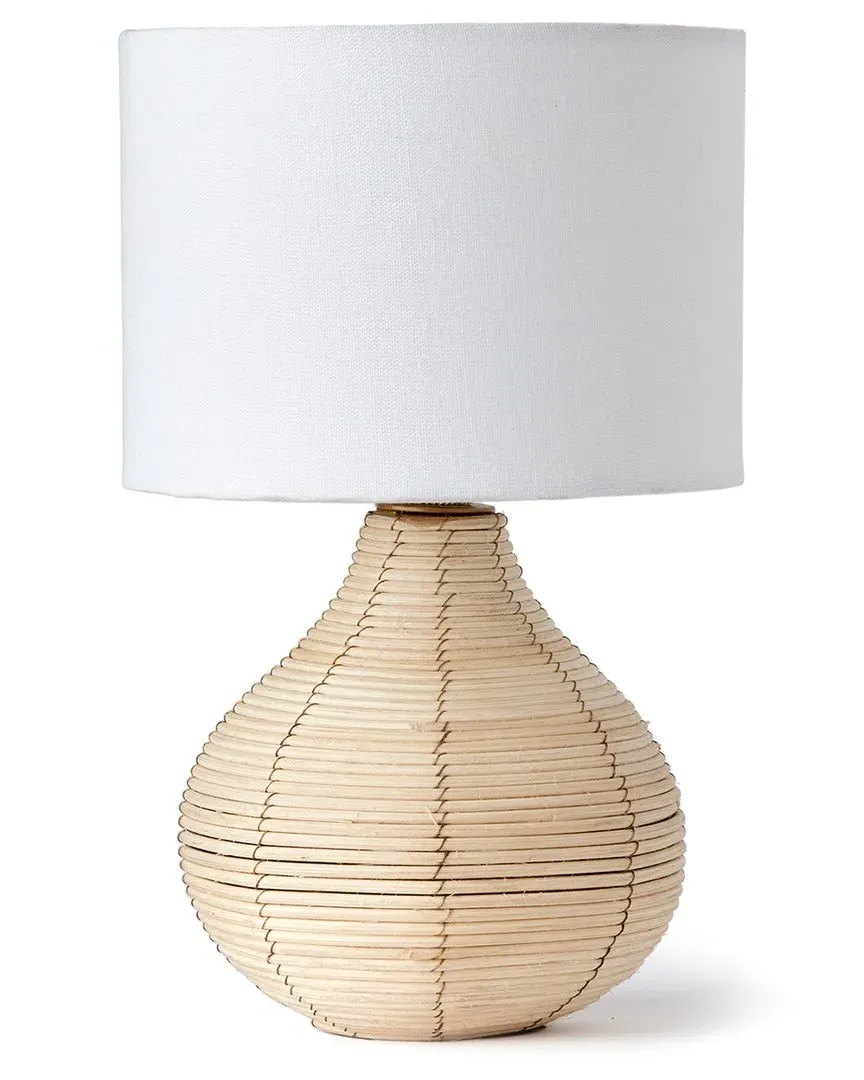 Maye Teardrop Mini Lamp - White, Rattan