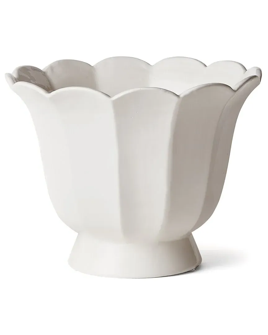 Mirabelle Large Fluted Cachepot - White, Clay image