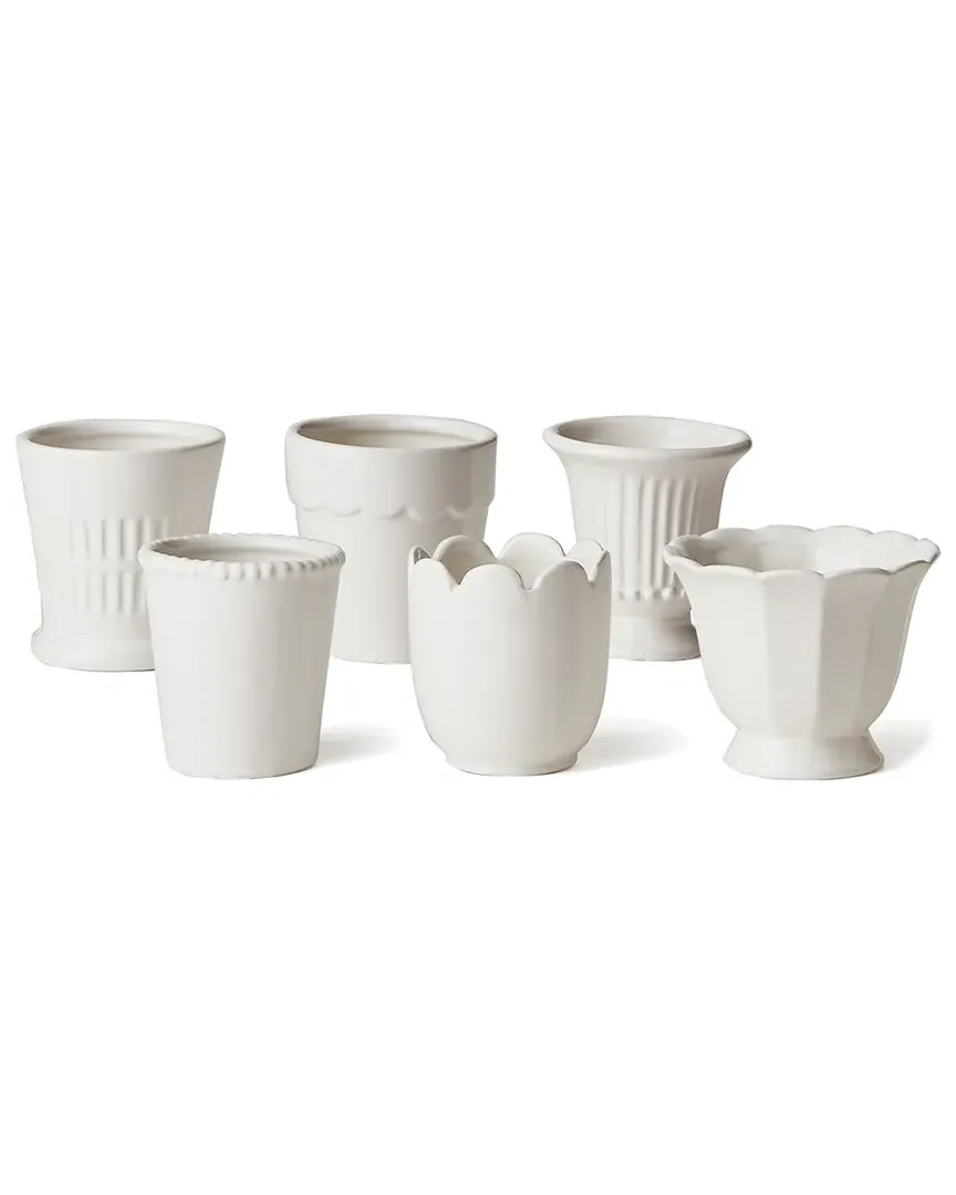 Mirabelle Mini Cachepots Set - White, Clay image