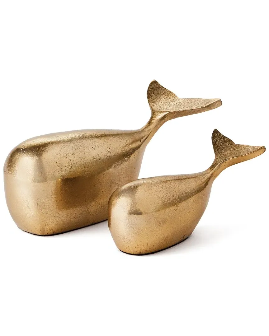Moby Whale Sculptures Set of 2 - Gold, Aluminum image