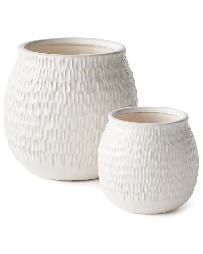 Nereus Set of 2 Pots - White, Ceramic
