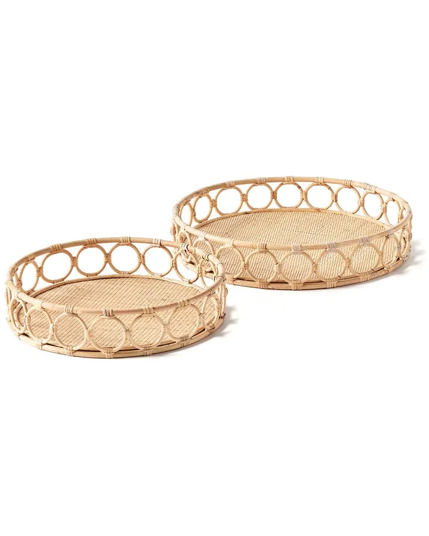 Ninette Set of 2 Round Trays - Natural, Rattan image