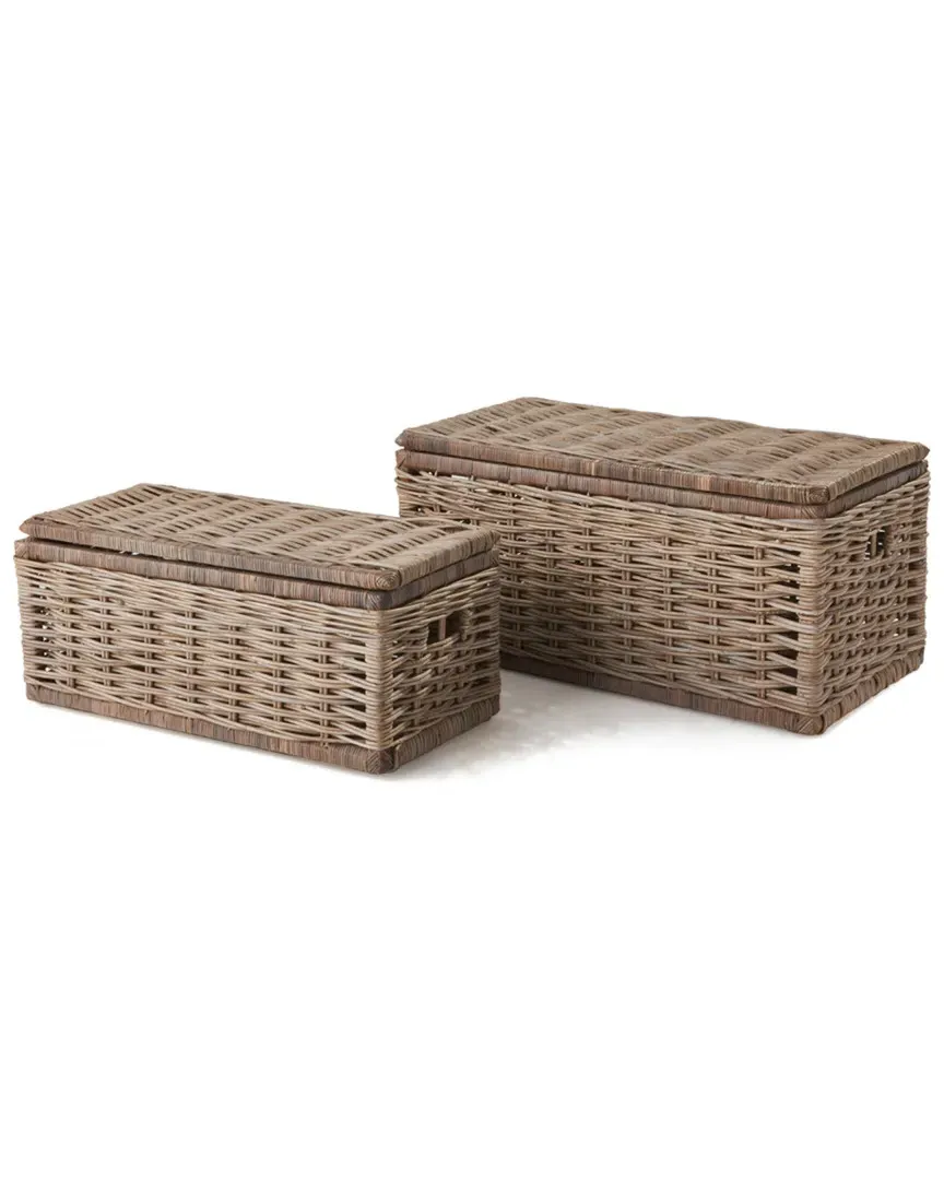 Normandy Set of 2 Storage Trunks - Grey, Rattan image