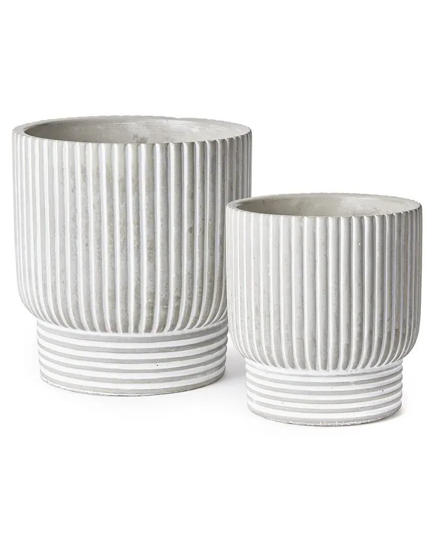 Pinny Set of 2 Pots with Drainage - White, Concrete