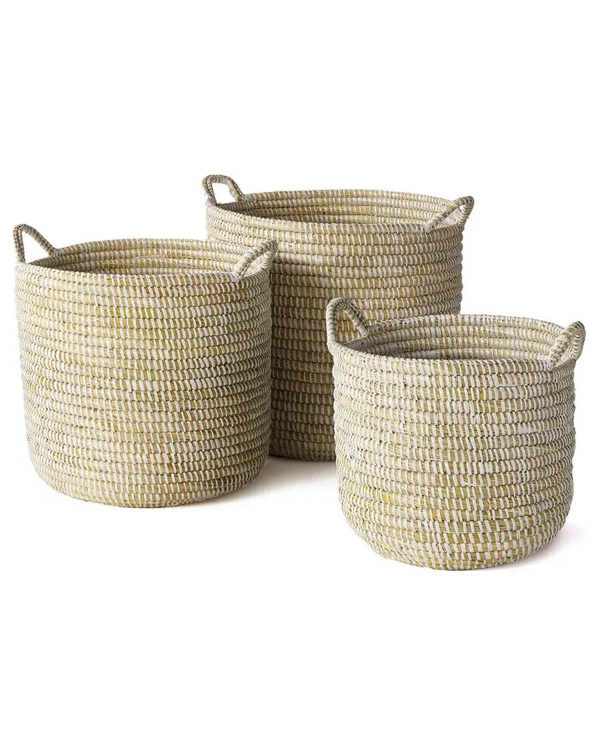Rivergrass Round Baskets - White image