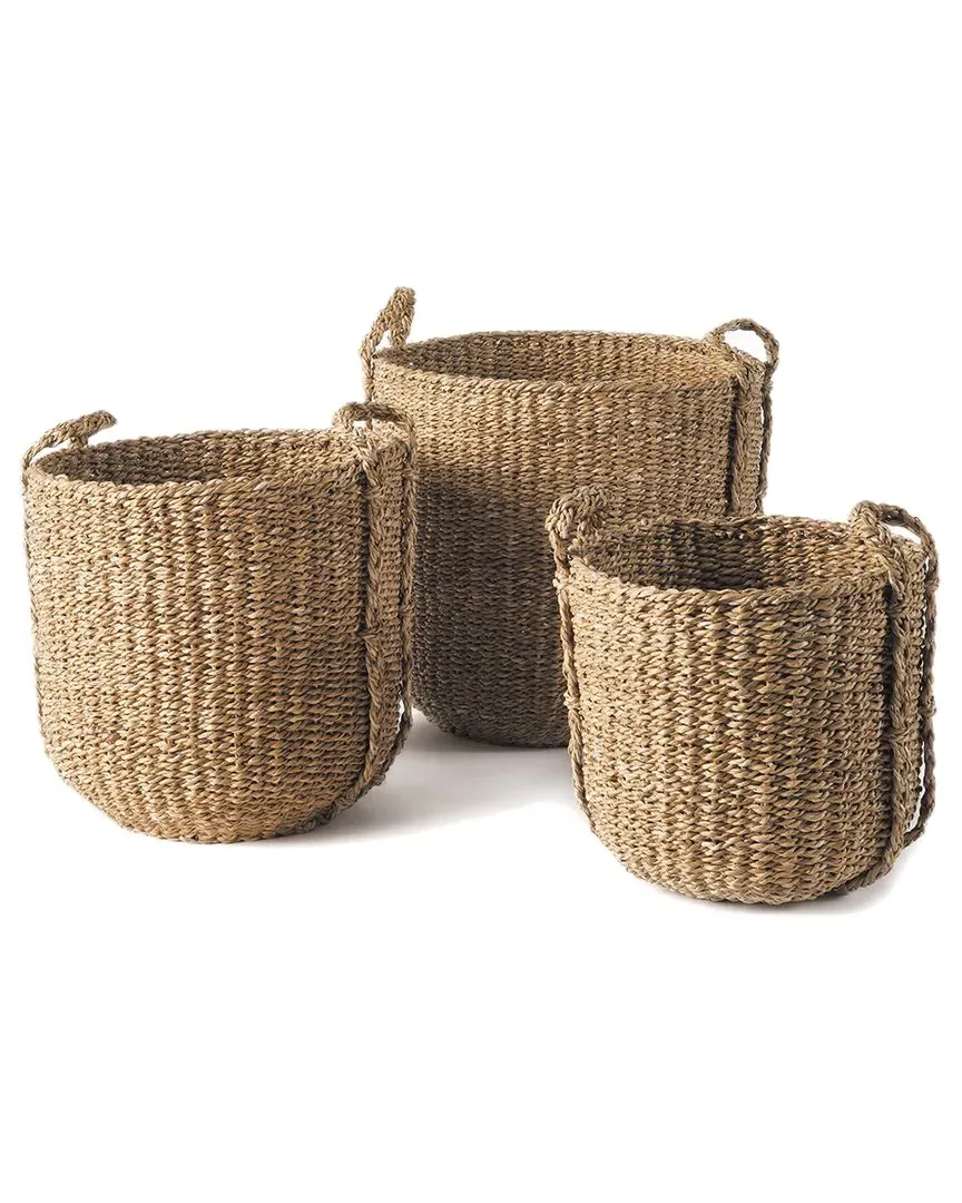 Round Drum Baskets Set - Natural, Seagrass image