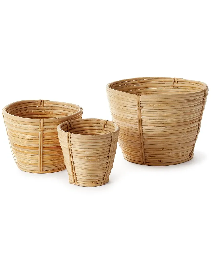 Round Tapered Mini Planter Set - Natural, Rattan image