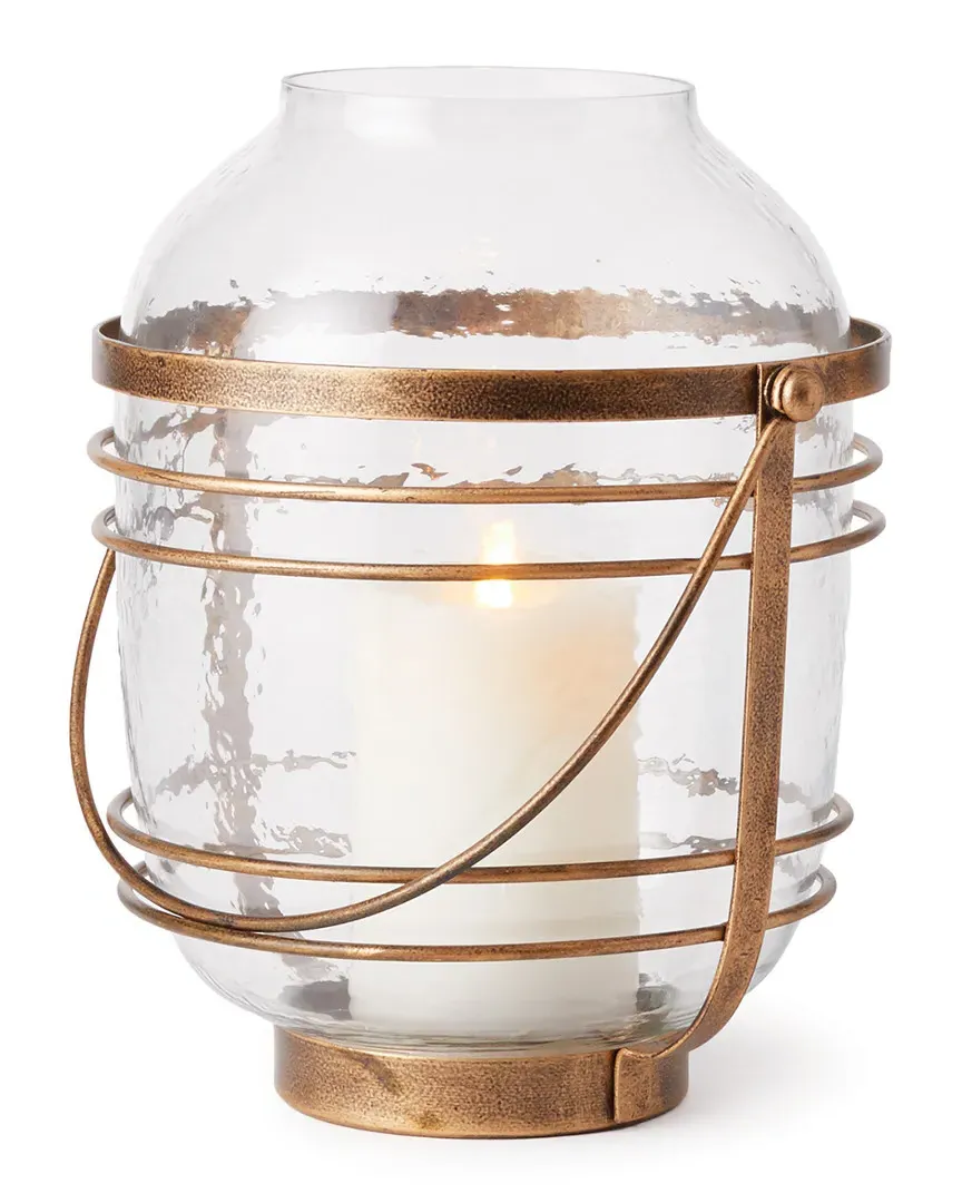 San Luis Hurricane Candle Holder - Antique Gold, Glass image