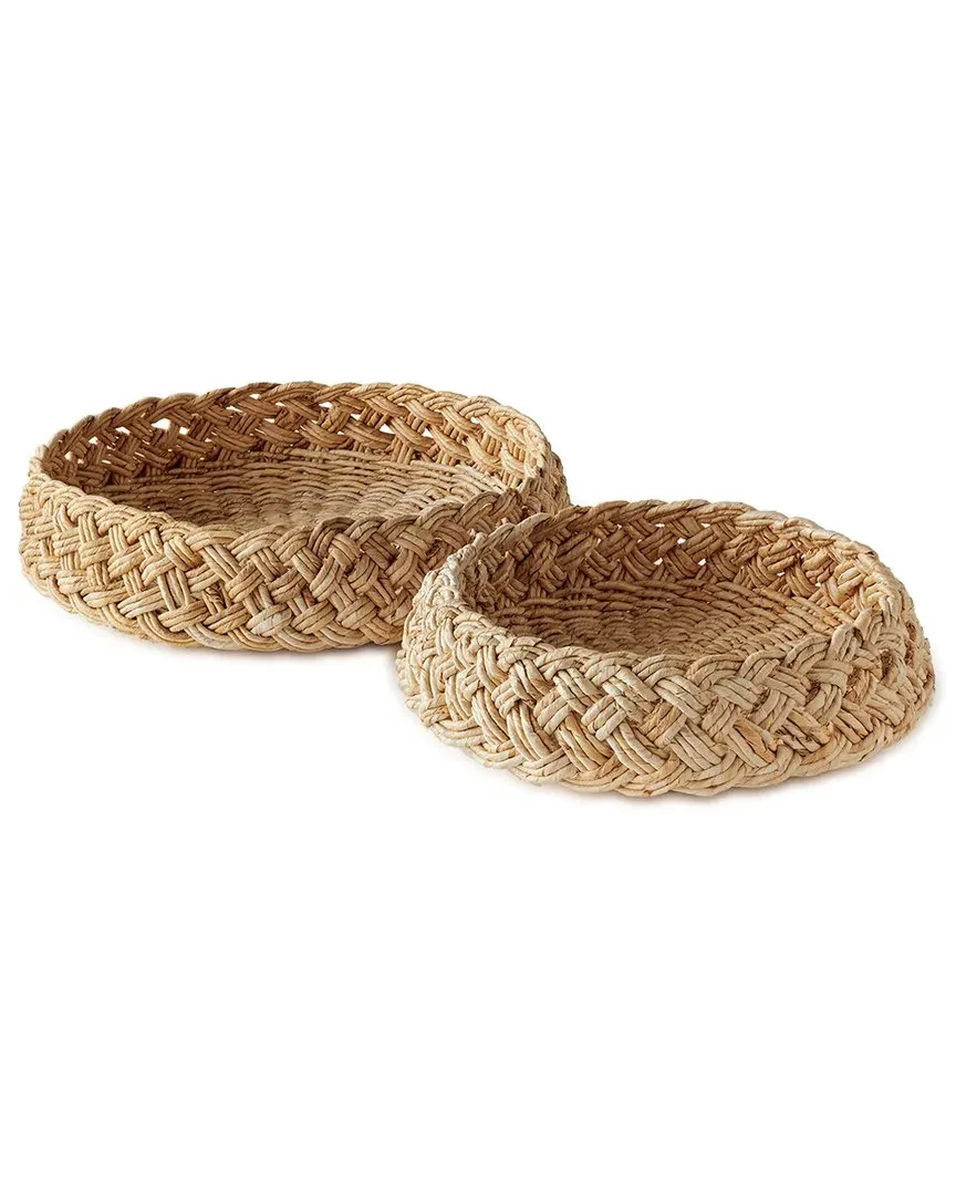 Set of 2 Abaca French Braided Baskets - Natural