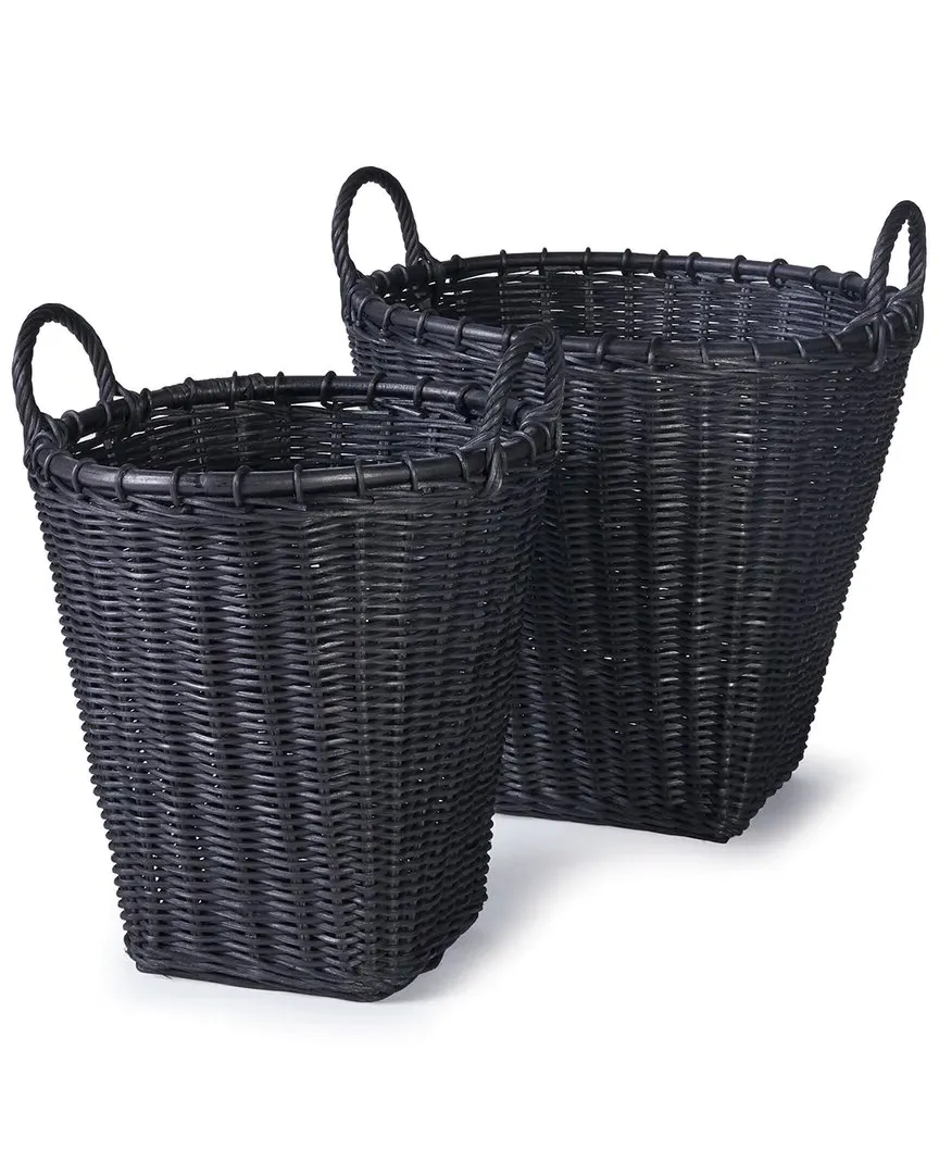 Set of 2 Alvero Baskets - Black, Rattan