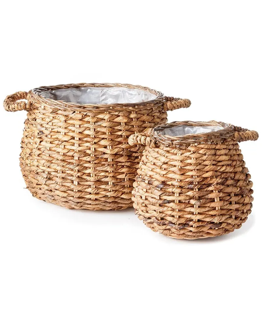 Set of 2 Arkan Baskets with Liners - Natural, Abaca