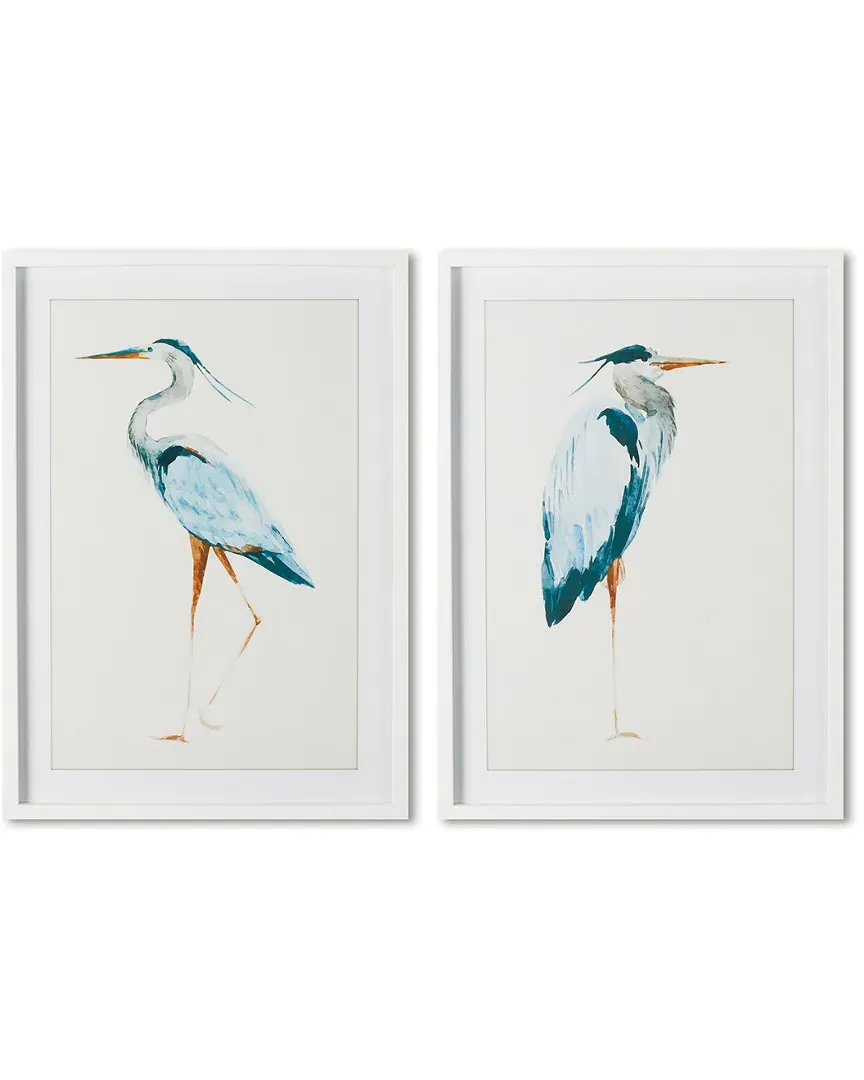 Set of 2 Blue Heron Prints - White, Fir Wood image