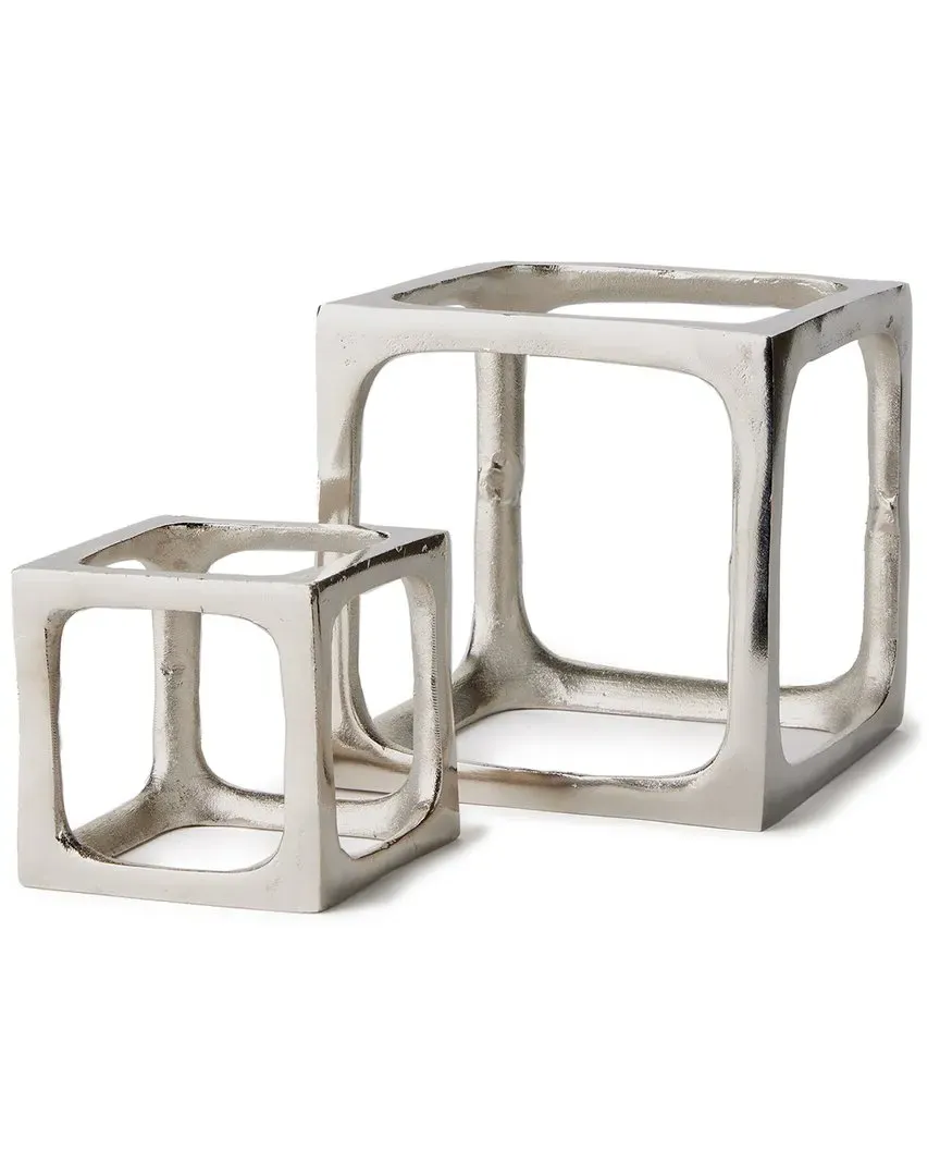 Set of 2 Cubist Sculptures - Silver, Aluminum