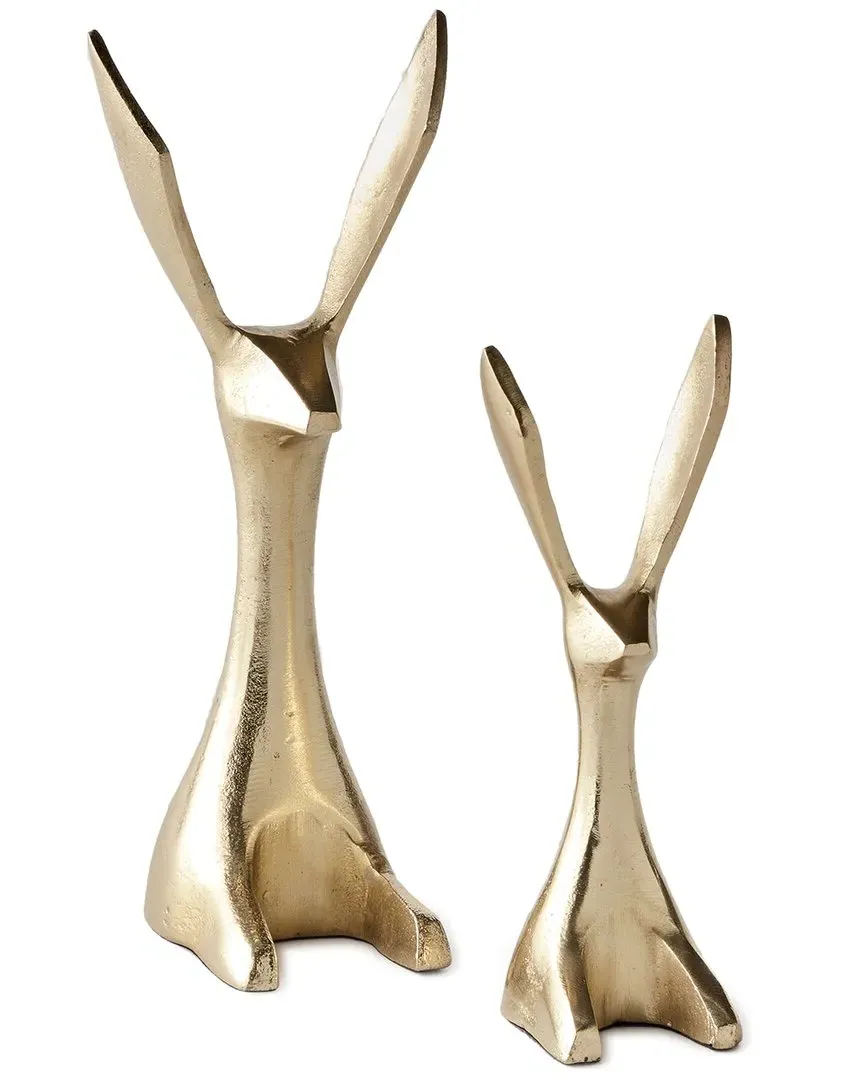 Set of 2 Jackrabbits - Gold, Aluminum