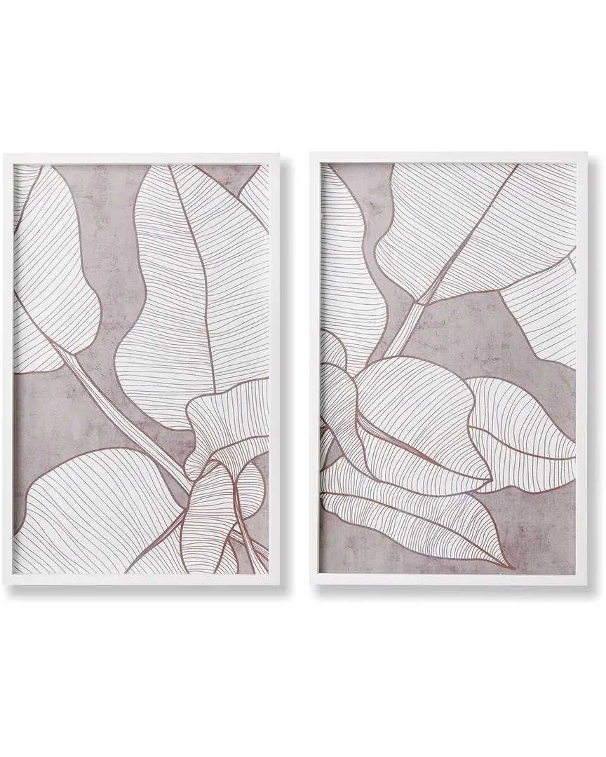 Set of 2 Palm Leaf Prints - Taupe image