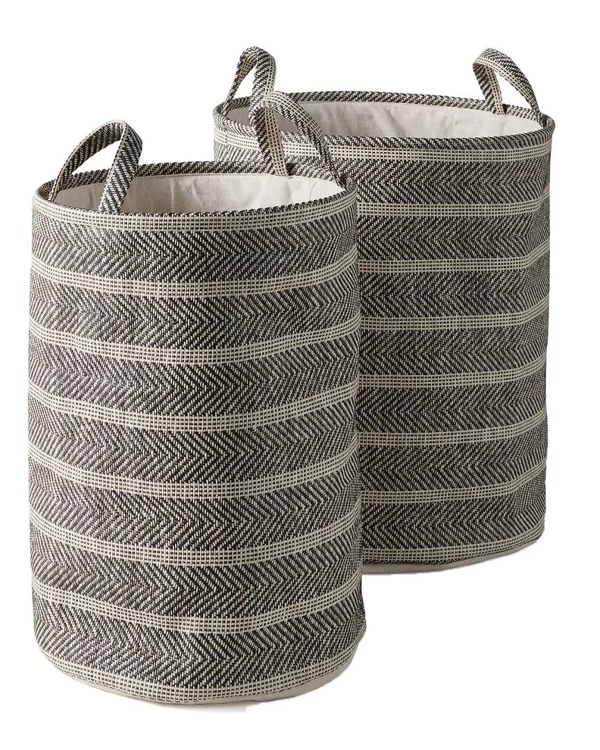 Set of 2 Round Baskets with Cotton Liners - Beige image