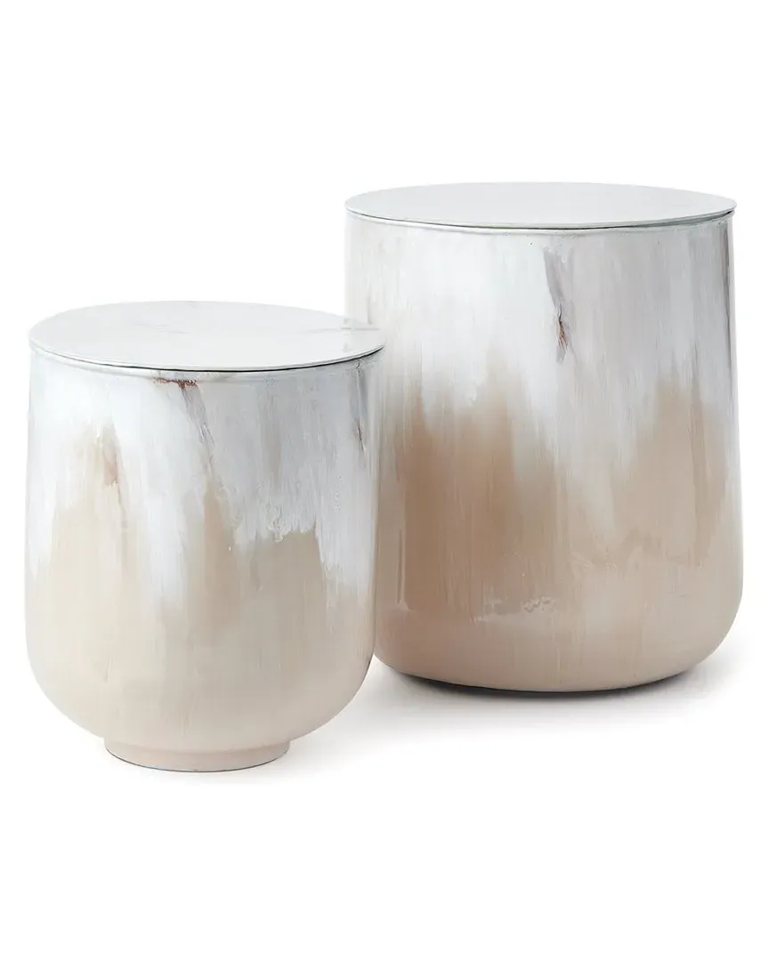 Set of 2 Santos Storage Tables - Cream, Iron