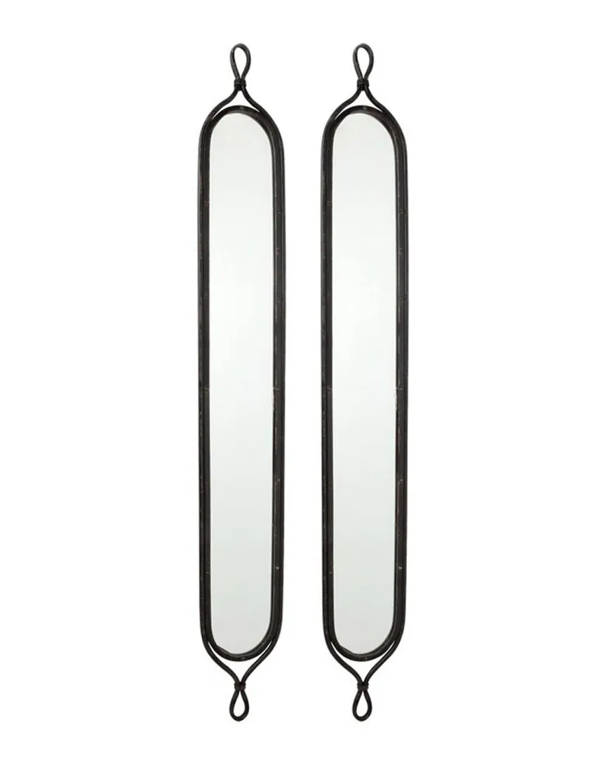 Set of 2 Tall Narrow Mirrors - Antique Black, Metal image