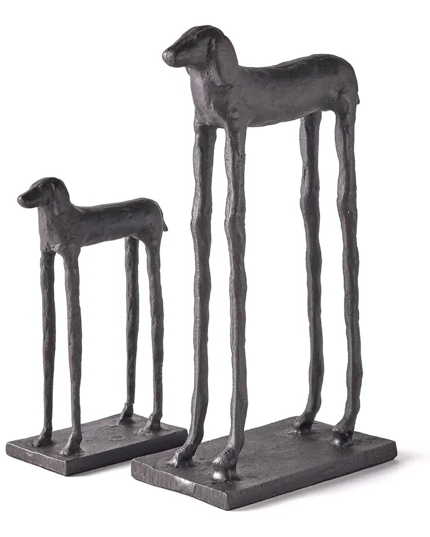 Set of 2 Two Hounds Sculptures - Bronze, Aluminum image