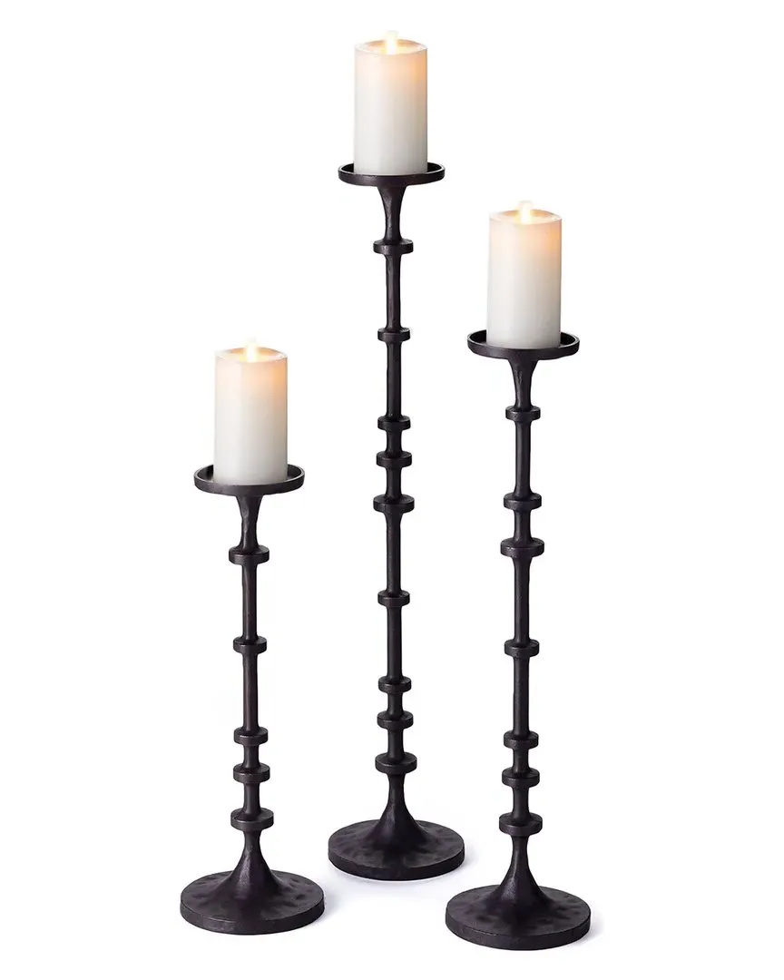 Set of 3 Abacus Candle Stands - Black Bronze, Aluminum image