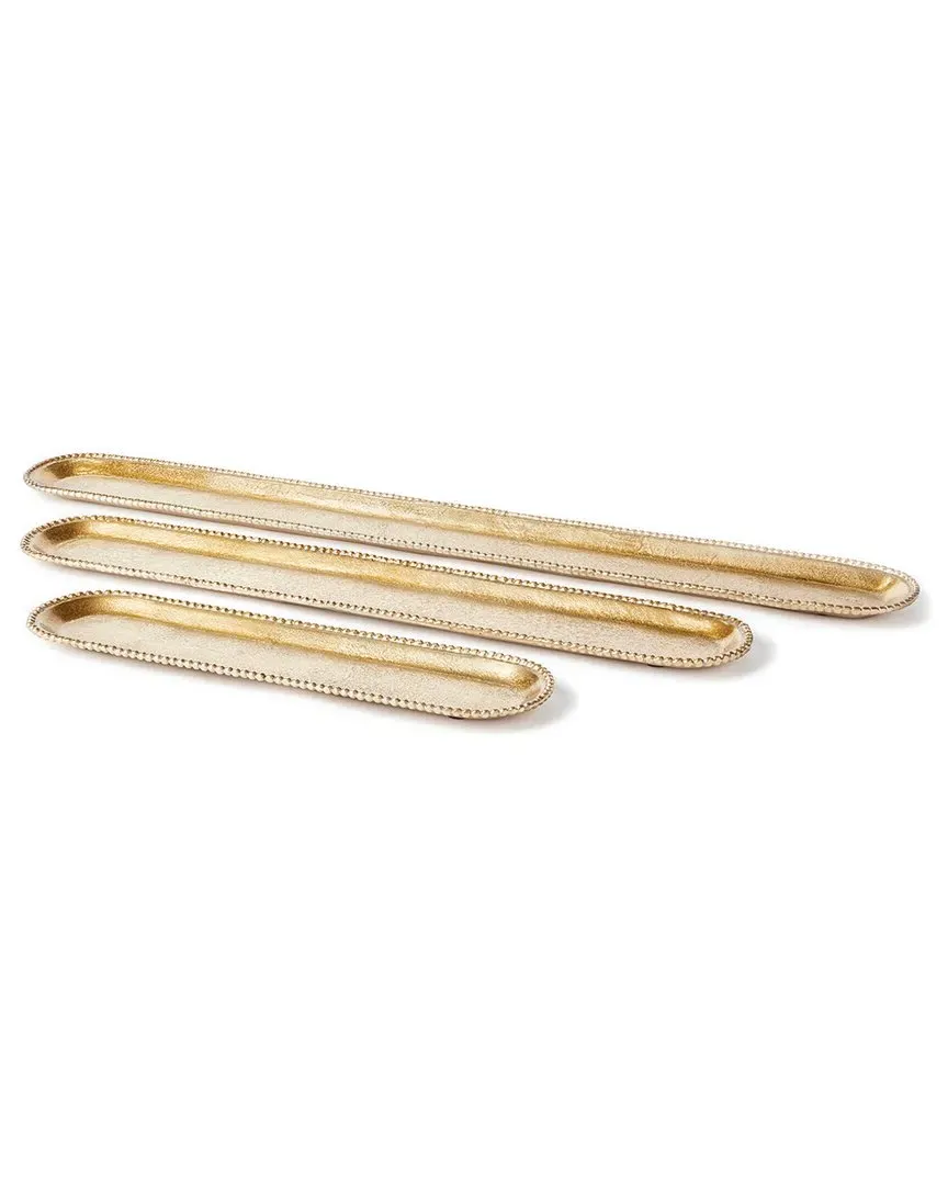 Set of 3 Blair Decorative Trays - Gold, Aluminum
