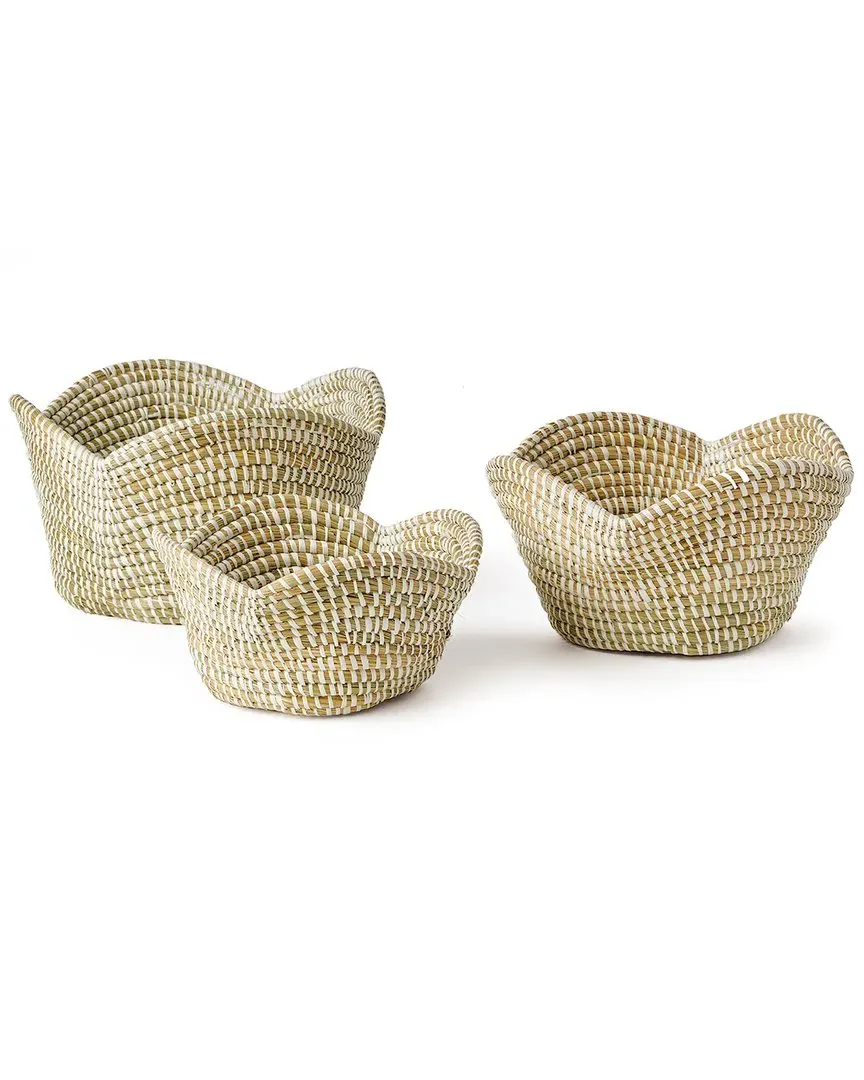 Set of 3 Rivergrass Lotus Storage Baskets - White, Kansgrass
