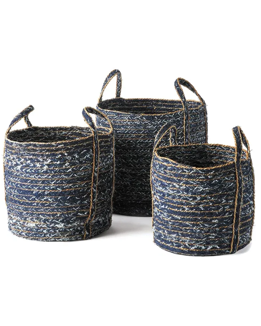 Set of 3 Round Baskets - Blue, Denim