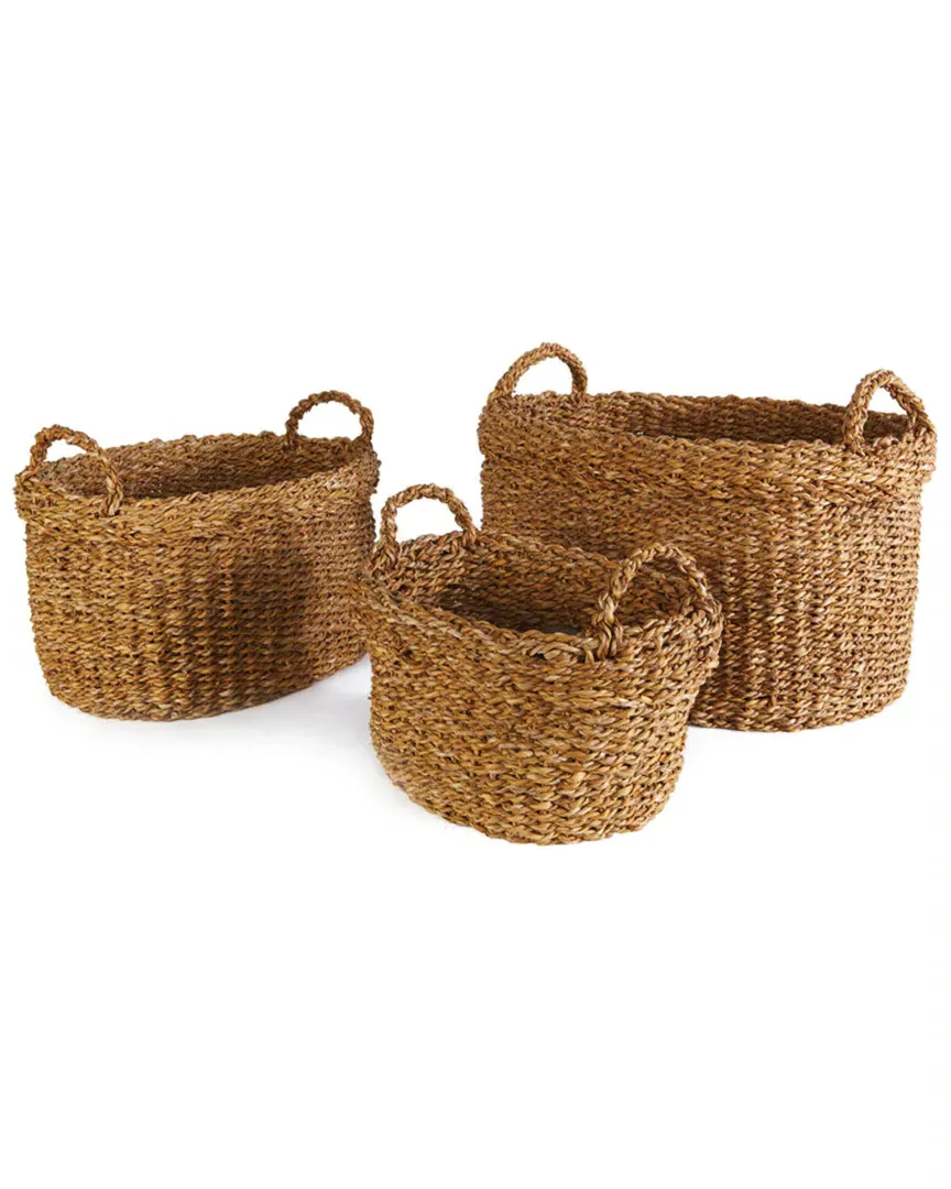 Set of 3 Seagrass Oval Baskets - Natural