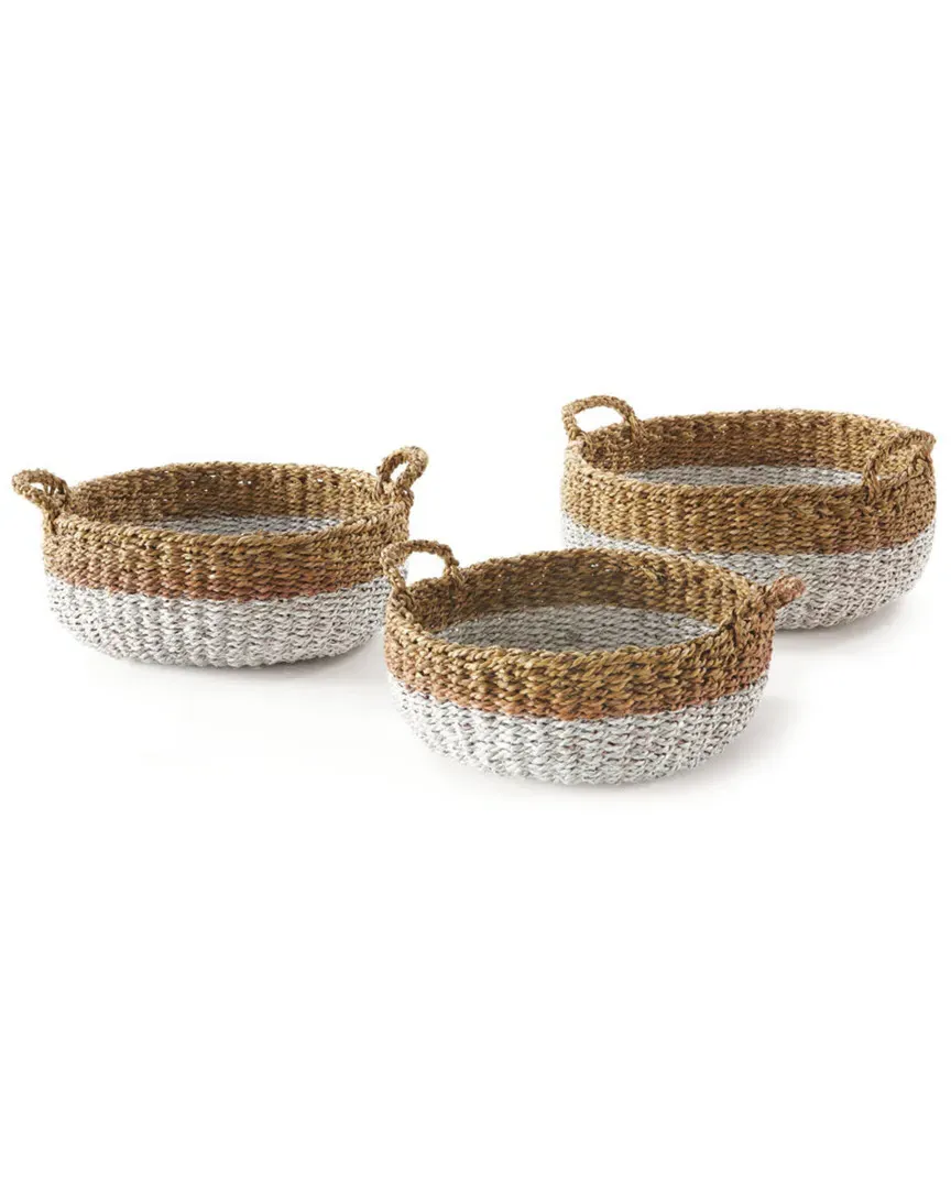 Set of 3 Shallow Storage Baskets - Natural, Seagrass image
