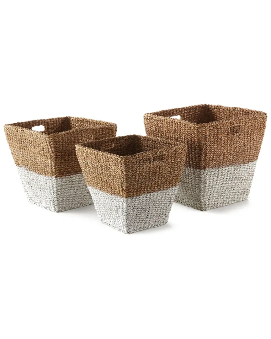 Set of 3 Storage Baskets - Natural, Seagrass