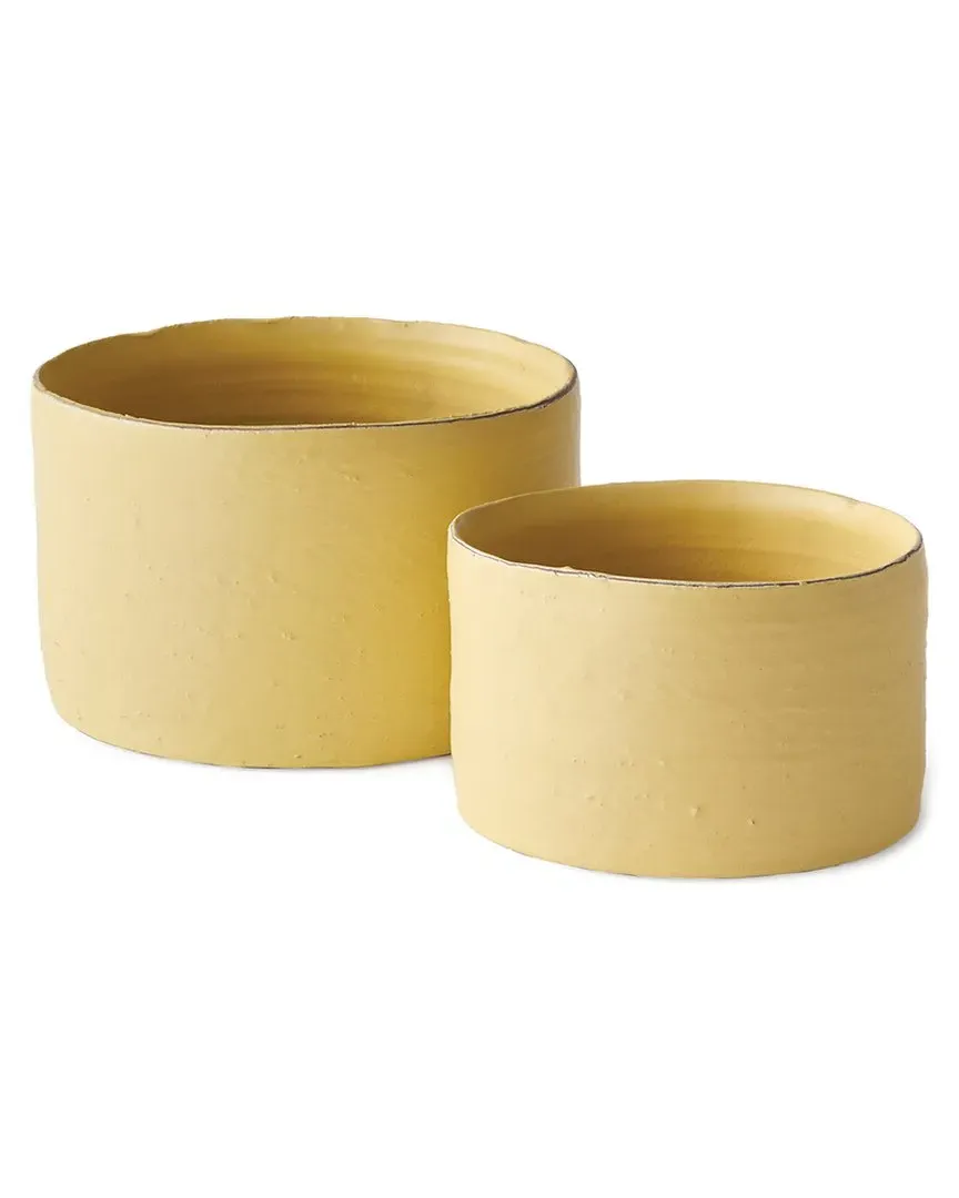 Studio Set of 2 Cachepots - Yellow, Terracotta