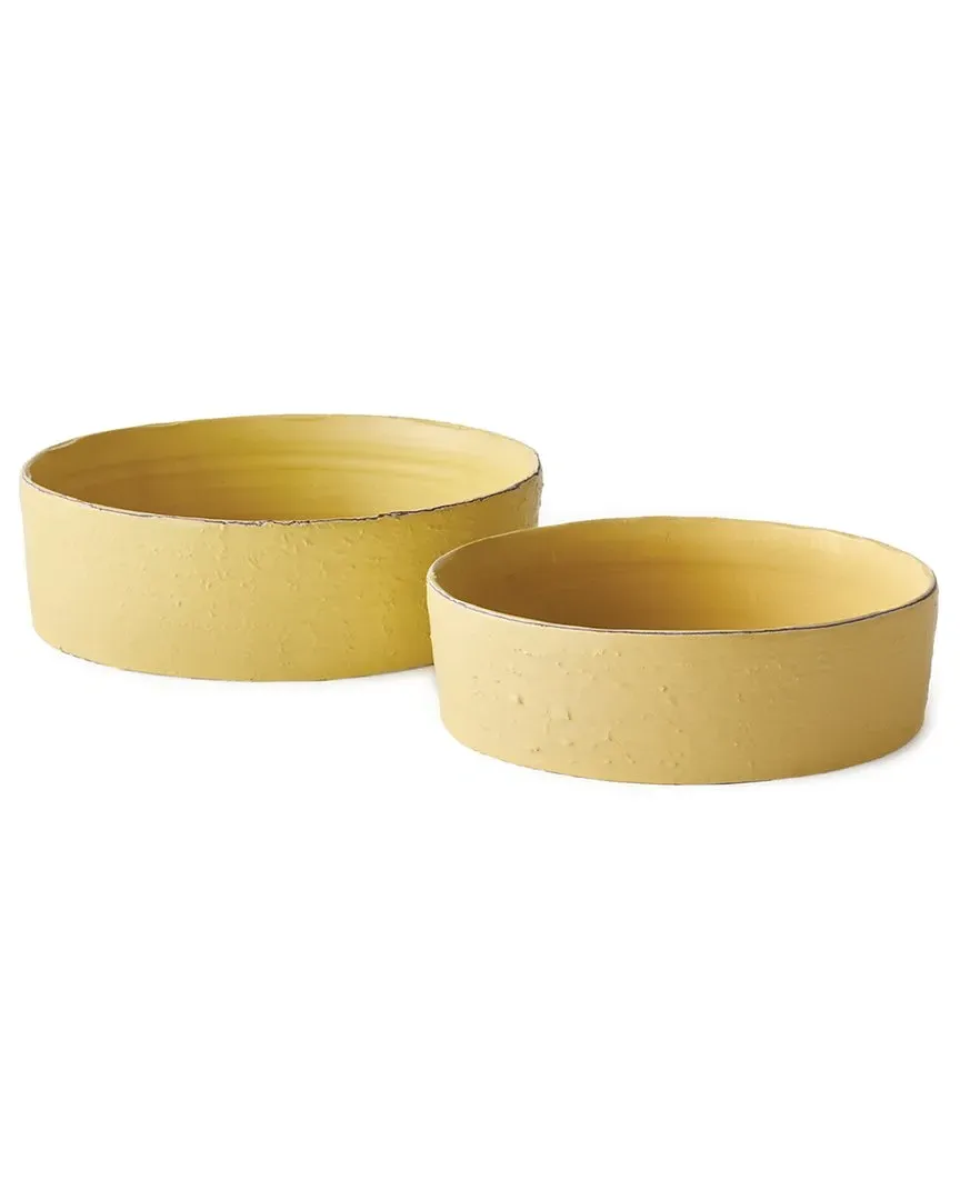 Studio Set of 2 Decorative Low Bowls - Yellow, Terracotta